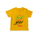 "My First New Year 2025 - A Joyful Memory With Our Customized T-Shirt for Kids With Name" - CHROME YELLOW - 0-5 Months Old (Chest 17")