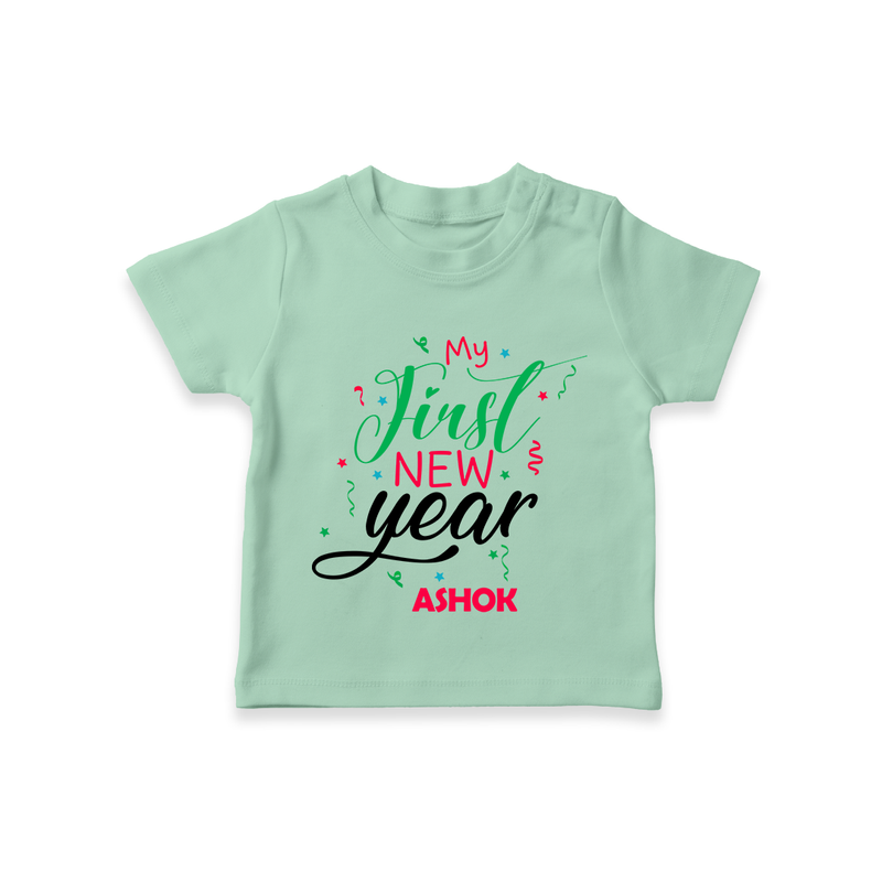 "My First New Year 2025 - A Joyful Memory With Our Customized T-Shirt for Kids With Name" - MINT GREEN - 0-5 Months Old (Chest 17")