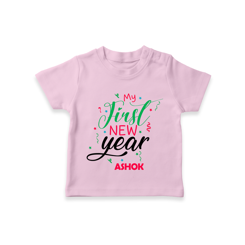 "My First New Year 2025 - A Joyful Memory With Our Customized T-Shirt for Kids With Name" - PINK - 0-5 Months Old (Chest 17")