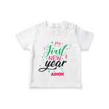 "My First New Year 2025 - A Joyful Memory With Our Customized T-Shirt for Kids With Name" - WHITE - 0-5 Months Old (Chest 17")