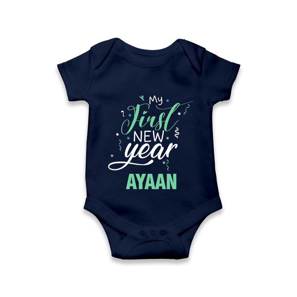 My First New Year | Personalised Romper for Kids - NAVY BLUE - New Born (Chest 14")