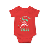 My First New Year | Personalised Romper for Kids - RED - New Born (Chest 14")