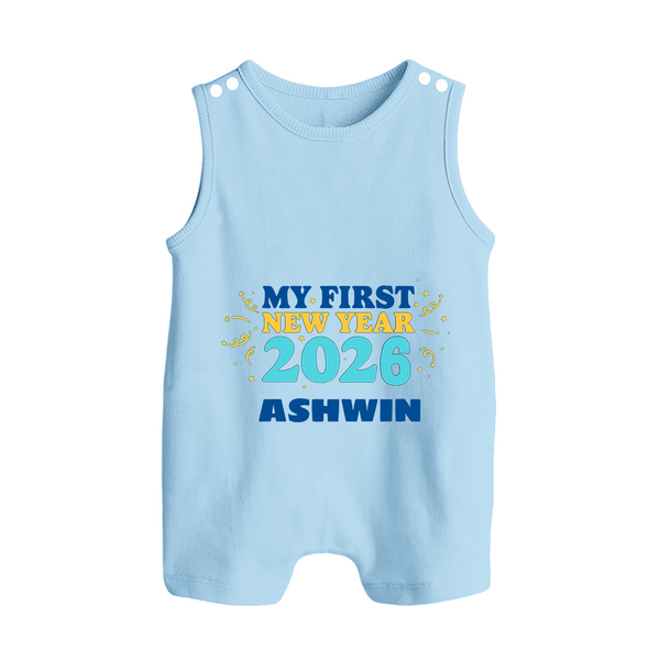 My First New Year 2026 | Customized Romper Suit   - BABY BLUE - 0 - 5 Months Old (Chest 18")
