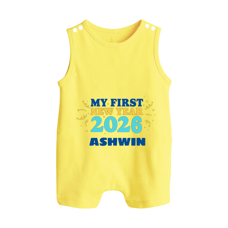 My First New Year 2026 | Customized Romper Suit   - PASTEL YELLOW - 0 - 5 Months Old (Chest 18")