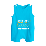 My First New Year 2026 | Customized Romper Suit   - SKY BLUE - 0 - 5 Months Old (Chest 18")
