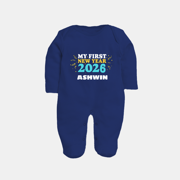My First New Year 2026 | Customized Fullbody Suit   - NAVY BLUE - New Born (Chest 7.5")