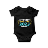 "My First New Year 2025 - Sweet Memories With Our Customized Romper for Babies With Name" - BLACK - 0 - 3 Months Old (Chest 16")