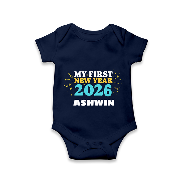 My First New Year 2026 | Customized Romper for Kids - NAVY BLUE - New Born (Chest 14")