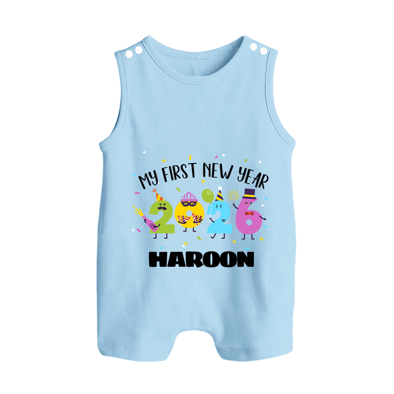 My First New Year 2026 – Colorful Party Numbers | Personalised Romper Suit   - BABY BLUE - 0 - 5 Months Old (Chest 18")