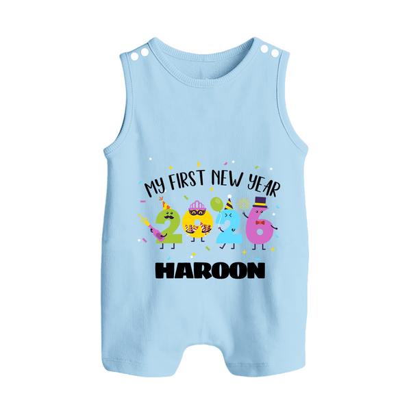 My First New Year 2026 – Colorful Party Numbers | Personalised Romper Suit   - BABY BLUE - 0 - 5 Months Old (Chest 18")