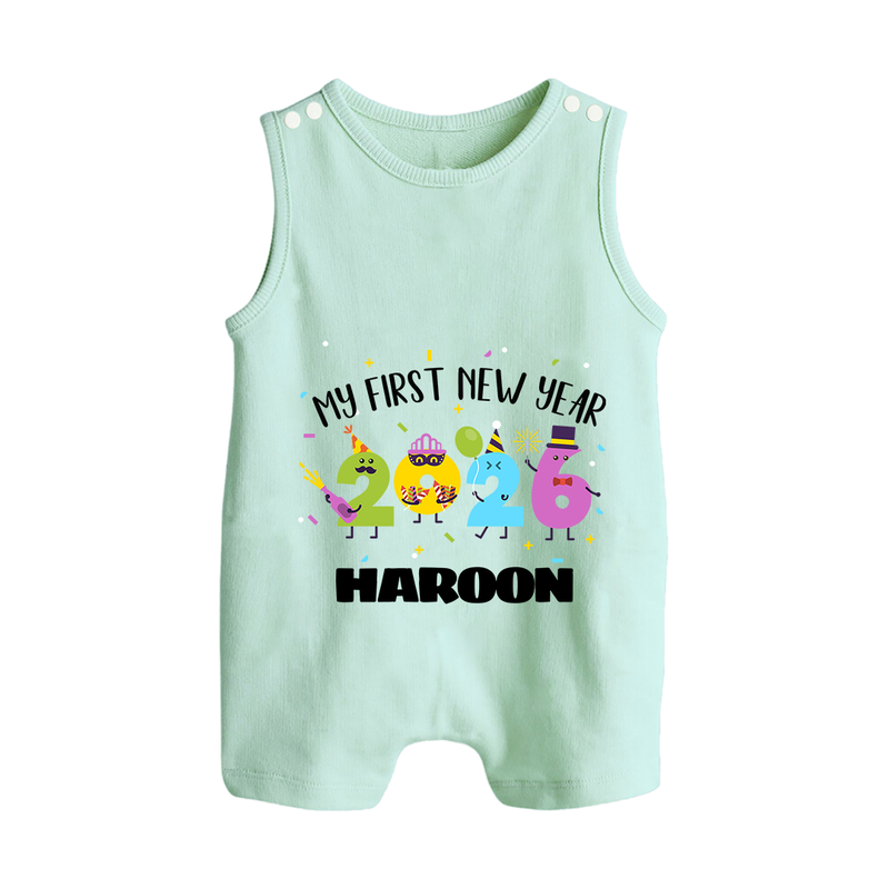 My First New Year 2026 – Colorful Party Numbers | Personalised Romper Suit   - MINT GREEN - 0 - 5 Months Old (Chest 18")