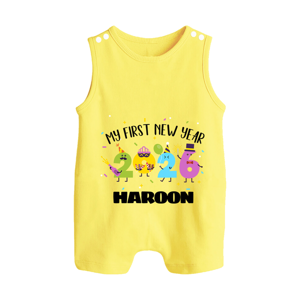 My First New Year 2026 – Colorful Party Numbers | Personalised Romper Suit   - PASTEL YELLOW - 0 - 5 Months Old (Chest 18")