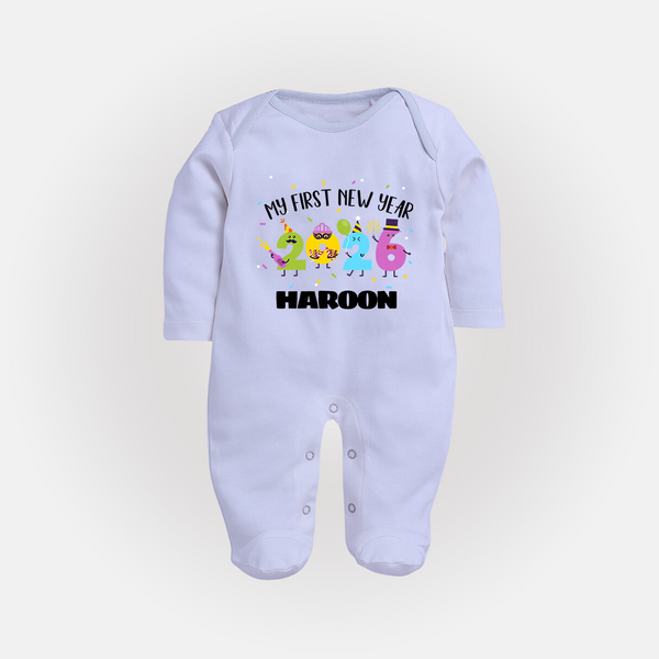 My First New Year 2026 – Colorful Party Numbers | Personalised Fullbody Suit   - BABY BLUE - New Born (Chest 7.5")