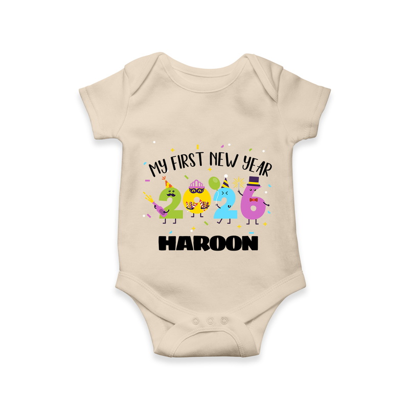 My First New Year 2026 – Colorful Party Numbers | Personalised Romper for Kids - IVORY - New Born (Chest 14")