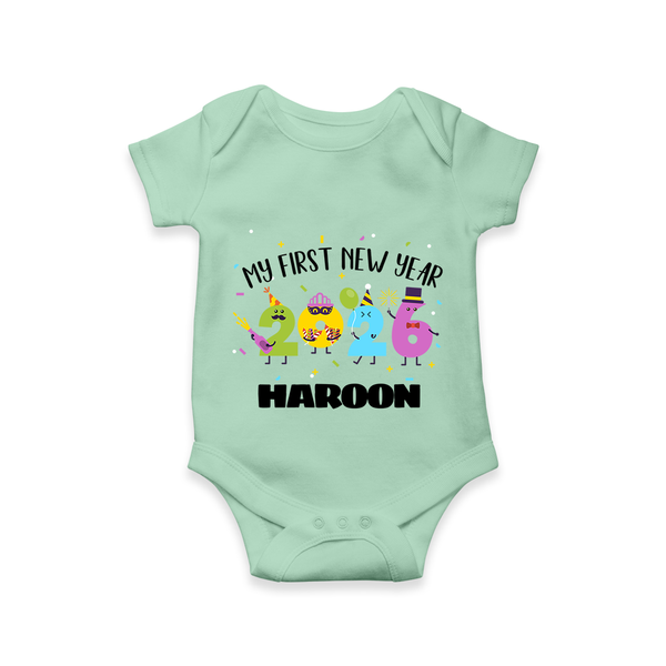 My First New Year 2026 – Colorful Party Numbers | Personalised Romper for Kids - MINT GREEN - New Born (Chest 14")