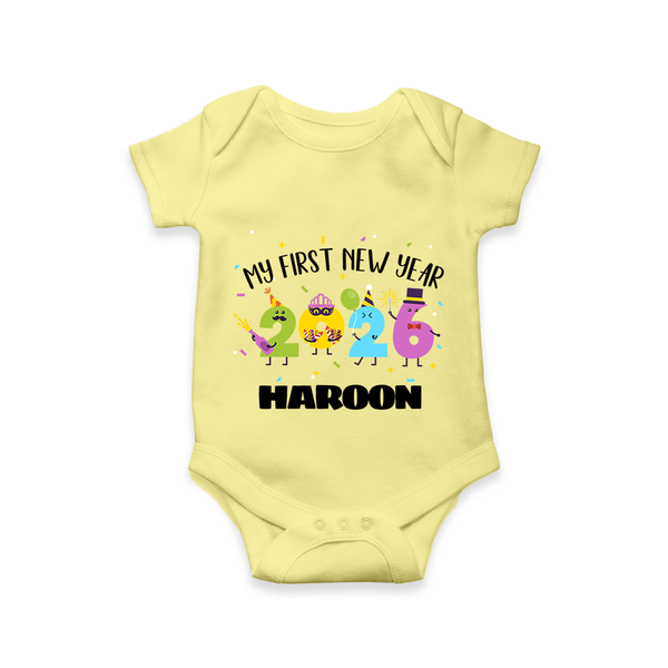 My First New Year 2026 – Colorful Party Numbers | Personalised Romper for Kids - PASTEL YELLOW - New Born (Chest 14")