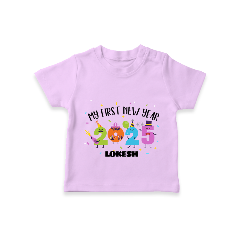 "My First New Year 2025 - Endless Joy With Our Customized T-Shirt for Kids With Name" - LILAC - 0-5 Months Old (Chest 17")