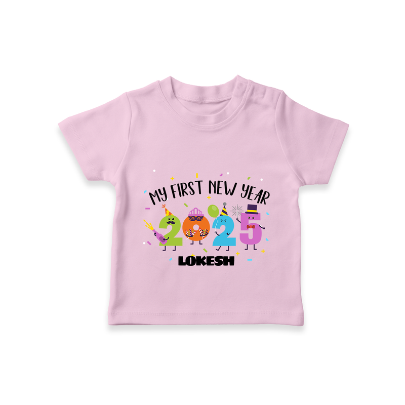 "My First New Year 2025 - Endless Joy With Our Customized T-Shirt for Kids With Name" - PINK - 0-5 Months Old (Chest 17")