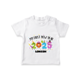 "My First New Year 2025 - Endless Joy With Our Customized T-Shirt for Kids With Name" - WHITE - 0-5 Months Old (Chest 17")