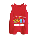 My First New Year 2026 – Colorful Party Numbers | Personalised Romper Suit   - RED - 0 - 5 Months Old (Chest 18")