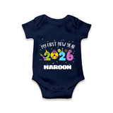 My First New Year 2026 – Colorful Party Numbers | Personalised Romper for Kids - NAVY BLUE - New Born (Chest 14")