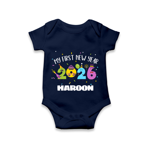 My First New Year 2026 – Colorful Party Numbers | Personalised Romper for Kids - NAVY BLUE - New Born (Chest 14")
