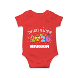 My First New Year 2026 – Colorful Party Numbers | Personalised Romper for Kids - RED - New Born (Chest 14")