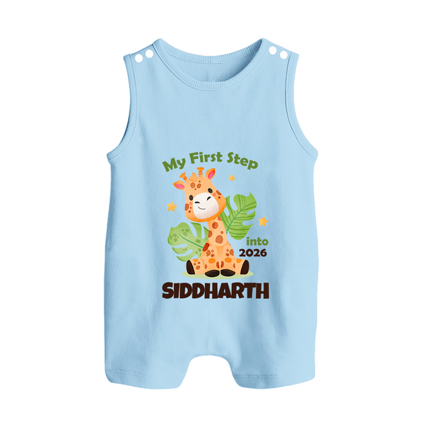 My First Step into 2026 | Customized Romper Suit   - BABY BLUE - 0 - 5 Months Old (Chest 18")
