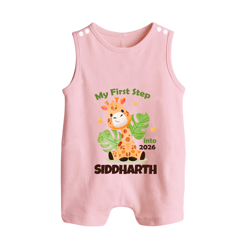 My First Step into 2026 | Customized Romper Suit   - BABY PINK - 0 - 5 Months Old (Chest 18")