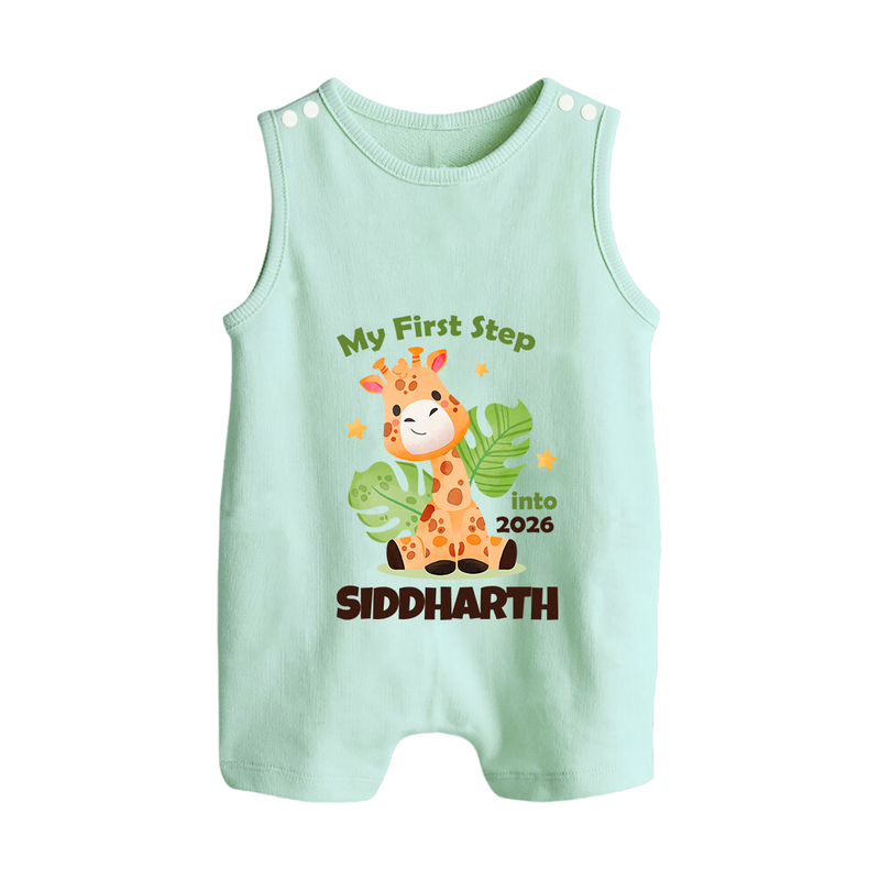 My First Step into 2026 | Customized Romper Suit   - MINT GREEN - 0 - 5 Months Old (Chest 18")