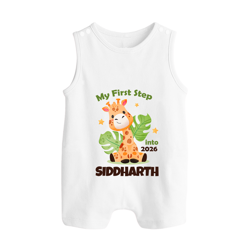 My First Step into 2026 | Customized Romper Suit   - WHITE - 0 - 5 Months Old (Chest 18")