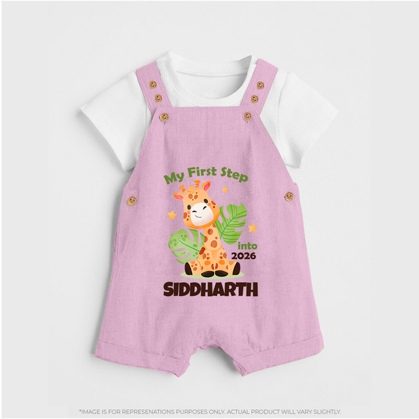 My First Step into 2026 | Customized Dungaree for Kids - BABY PINK - 0 - 5 Months Old (Chest 18")