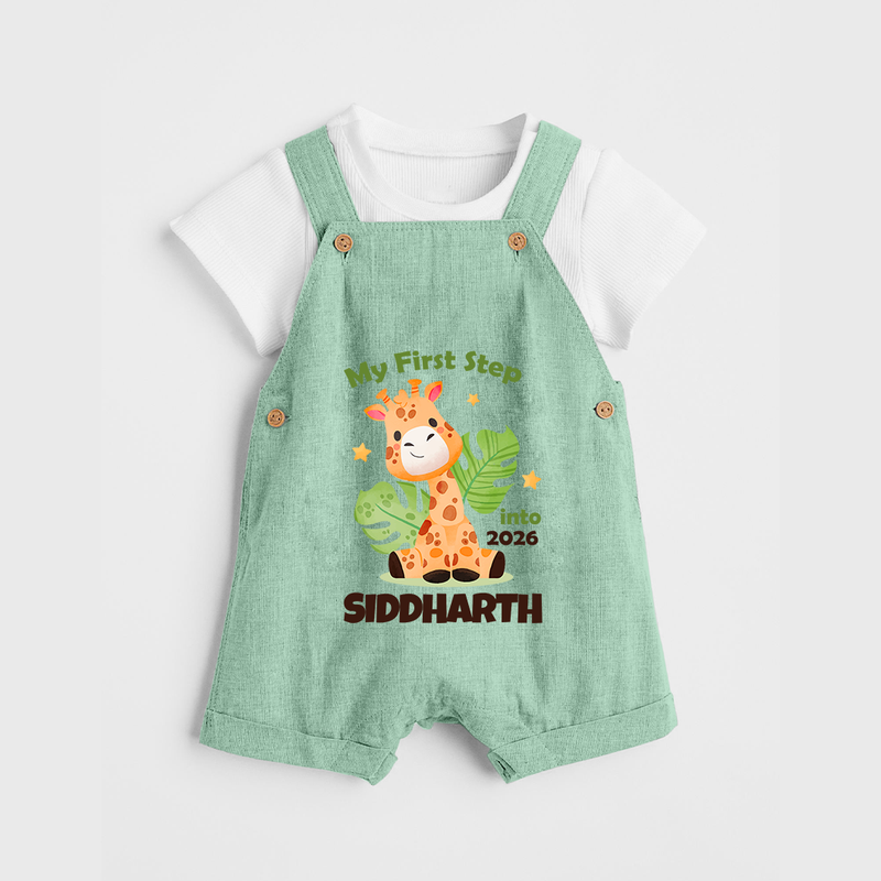 My First Step into 2026 | Customized Dungaree for Kids - MINT GREEN - 0 - 5 Months Old (Chest 18")