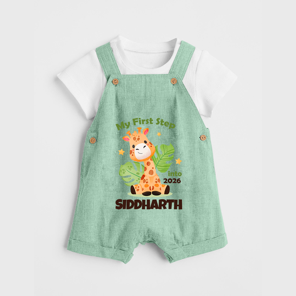 My First Step into 2026 | Customized Dungaree for Kids - MINT GREEN - 0 - 5 Months Old (Chest 18")