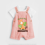 My First Step into 2026 | Customized Dungaree for Kids - PEACH - 0 - 5 Months Old (Chest 18")