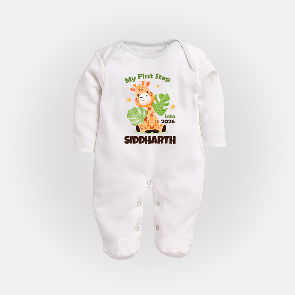 My First Step into 2026 | Customized Fullbody Suit   - WHITE - New Born (Chest 7.5")