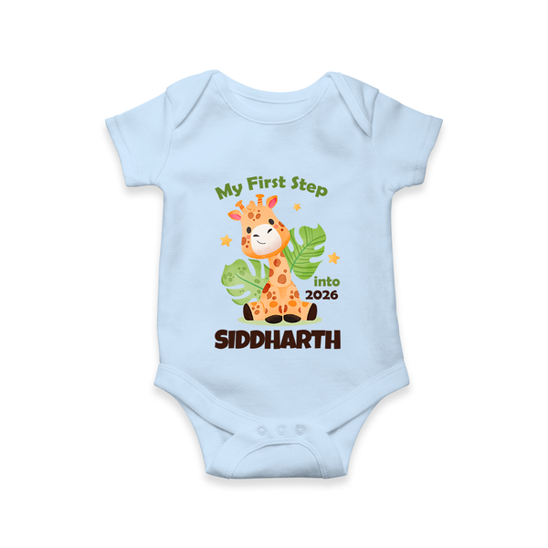 My First Step into 2026 | Customized Romper for Kids - BABY BLUE - New Born (Chest 14")