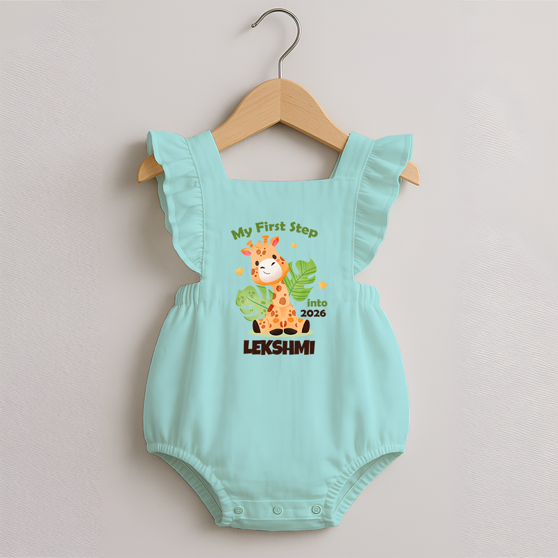 My First Step into 2026 | Customized Romper Frock for Girls - MINT GREEN - 0 - 3 Months Old (Chest 19")
