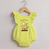 My First Step into 2026 | Customized Romper Frock for Girls - PASTEL YELLOW - 0 - 3 Months Old (Chest 19")