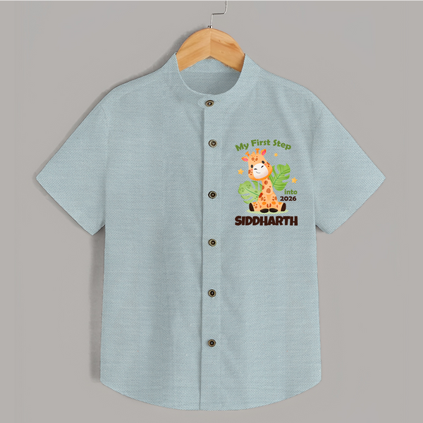 My First Step into 2026 | Customized Shirt for Kids - ARCTIC BLUE - 0 - 6 Months Old (Chest 23")