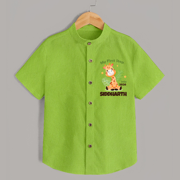 My First Step into 2026 | Customized Shirt for Kids - LIME GREEN - 0 - 6 Months Old (Chest 23")