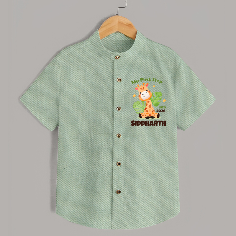 My First Step into 2026 | Customized Shirt for Kids - MINT GREEN - 0 - 6 Months Old (Chest 23")