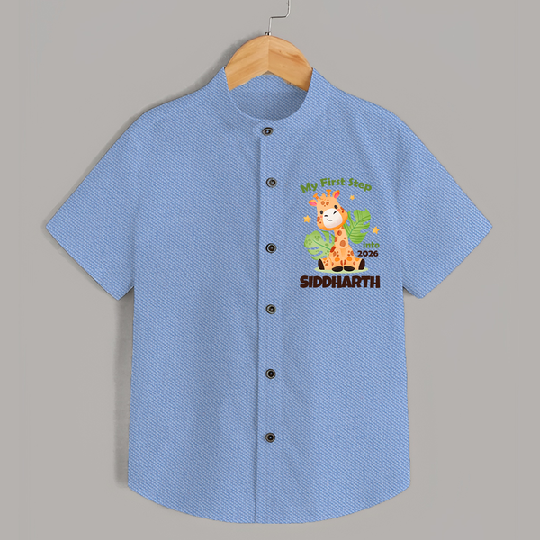 My First Step into 2026 | Customized Shirt for Kids - SKY BLUE - 0 - 6 Months Old (Chest 23")
