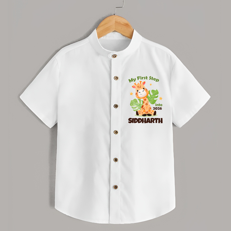 My First Step into 2026 | Customized Shirt for Kids - WHITE - 0 - 6 Months Old (Chest 23")