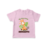 My First Step into 2026 | Customized T-Shirt for Kids - BABY PINK - 0-5 Months Old (Chest 17")