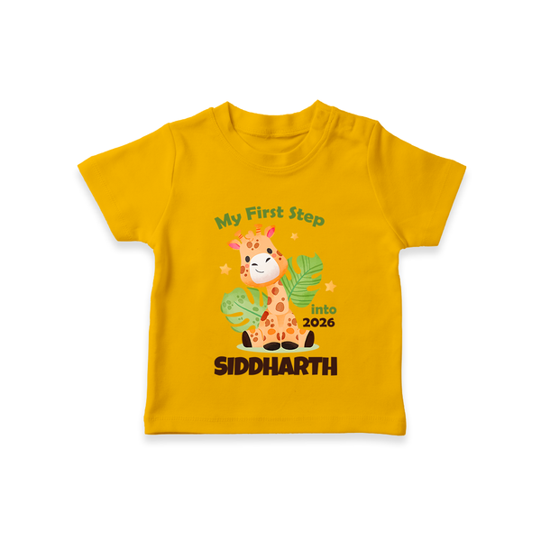 My First Step into 2026 | Customized T-Shirt for Kids - CHROME YELLOW - 0-5 Months Old (Chest 17")