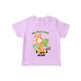 My First Step Into 2025 Customized kids T-Shirt With Name - LILAC - 0-5 Months Old (Chest 17")