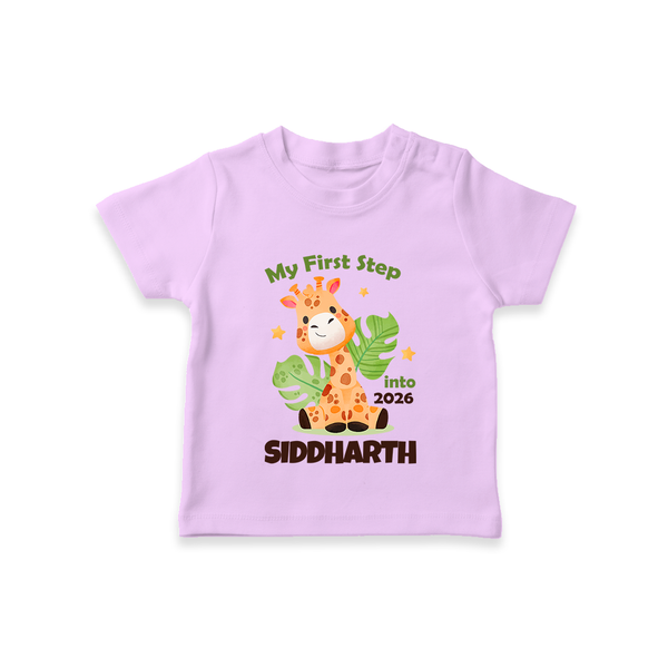 My First Step into 2026 | Customized T-Shirt for Kids - LILAC - 0-5 Months Old (Chest 17")
