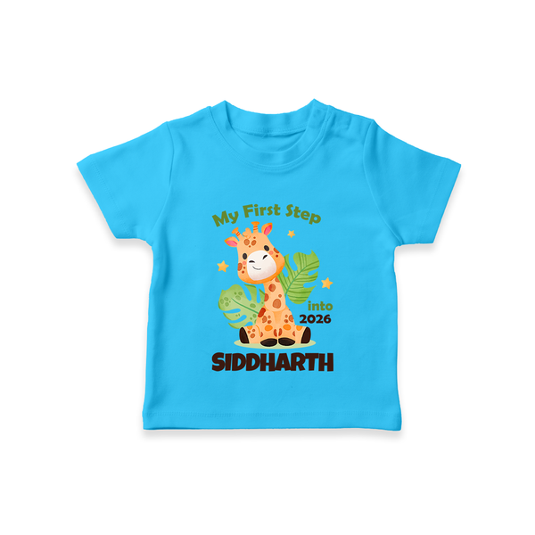 My First Step into 2026 | Customized T-Shirt for Kids - SKY BLUE - 0-5 Months Old (Chest 17")