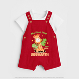 My First Step into 2026 | Customized Dungaree for Kids - RED - 0 - 5 Months Old (Chest 18")